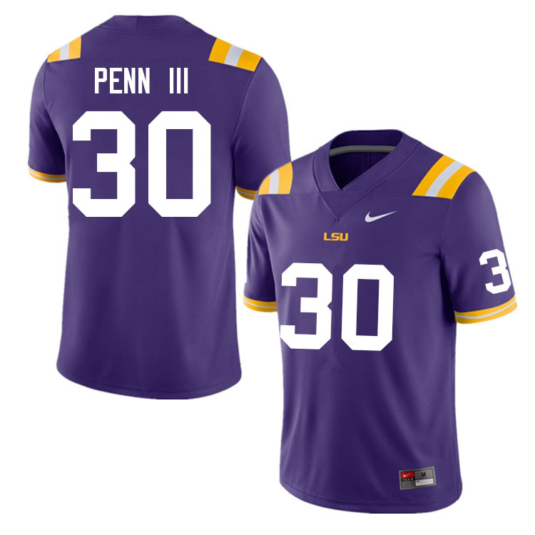 Men #30 Greg Penn III LSU Tigers College Football Jerseys Sale-Purple
